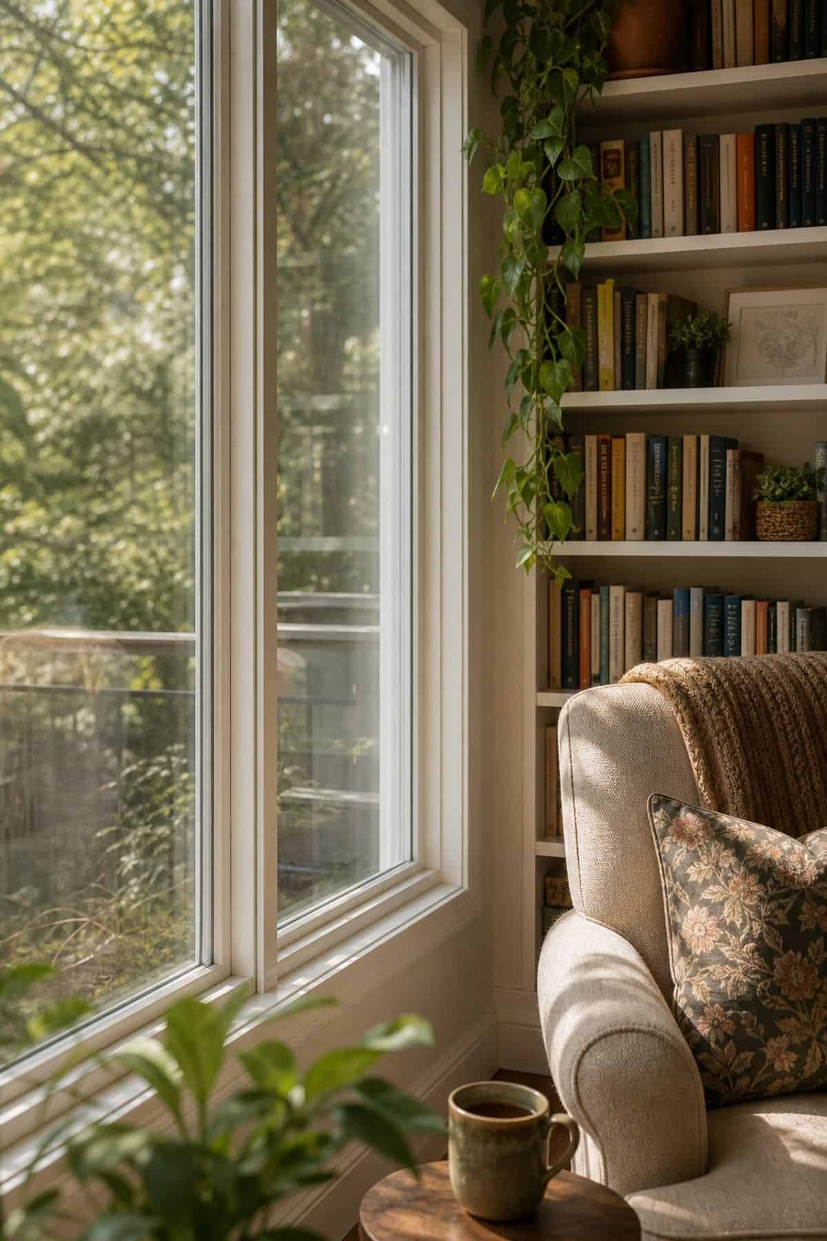 UV Filtering Window Film for Book Protection sunroom library idea